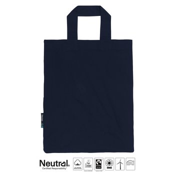 Tygkasse (Matkasse) 210 gsm - Korta handtag - Neutral - Fairtrade & EKO GOTS - Navy