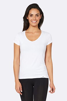 V-ringad T-shirt - Dam - Vit - BOODY - EKO (UTGÅR)