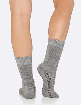 Women's Crew Boot Socks, Grey, Boody Bamboo Eco Wear, Organic - One Size 34-40