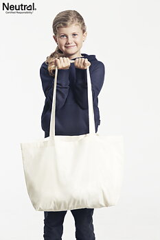 Tygkasse Gusset med långa handtag - Tunn modell - Neutral - Fairtrade & EKO GOTS - Natur