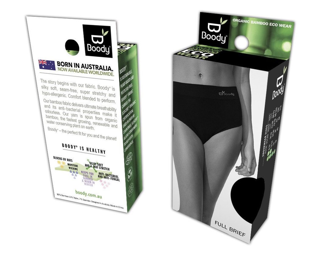 Women's Full Briefs Underwear, White, Boody Bamboo Eco Wear, Organic  - 7