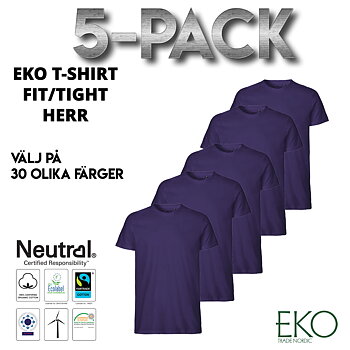 5-pack T-shirt Fit - Herr - Neutral - Fairtrade & EKO, GOTS - Välj på 30 färger