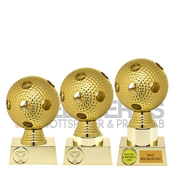 Statyett Innebandy Guld Sport Trophies - 135/150/165 mm - Inklusive skylt med text