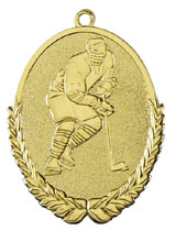 Medaljer 50x30 mm ovala präglade - Ishockey - Guld, Silver och Brons