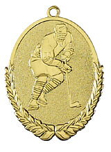 Medaljer 50x30 mm ovala präglade - Ishockey - Guld, Silver och Brons