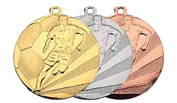 Medaljer 50 mm präglade - Fotboll - Guld, Silver och Brons