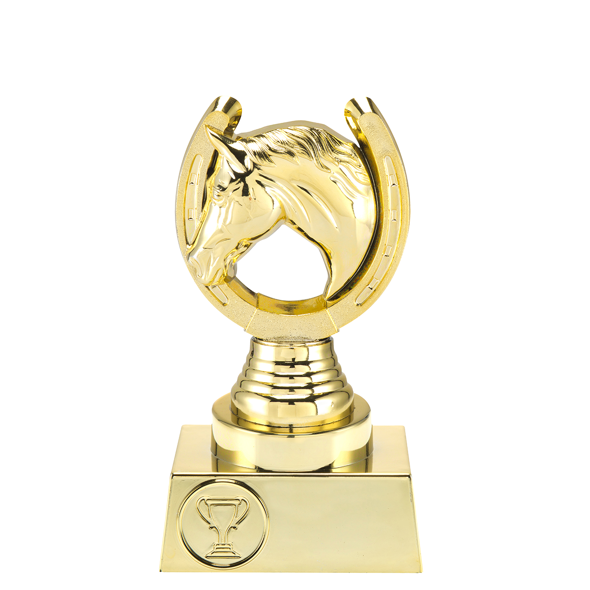 Statyett Guld Hästsport Trophies - 135/150/165 mm - Inklusive skylt med text Skylt med text ingår
