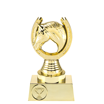 Statyett Guld Hästsport Trophies - 135/150/165 mm - Inklusive skylt med text Skylt med text ingår
