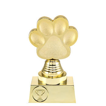 Statyett Guld Hundtass Trophies - 135/150/165 mm - Inklusive skylt med textSkylt med text ingår
