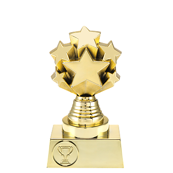 Statyett Guldstjärnan Trophies - 140/155/170 mm - Inklusive jetong och skylt med text