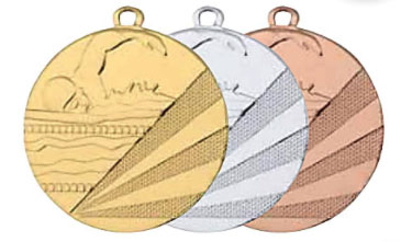 Medaljer 50 mm präglade - Simning - Guld, Silver och Brons - 2