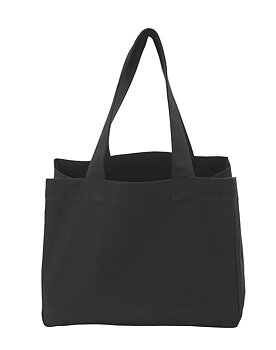 Tygväska i canvas med bälg och korta handtag - Cottover - Fairtrade, EKO & GOTS - Svart