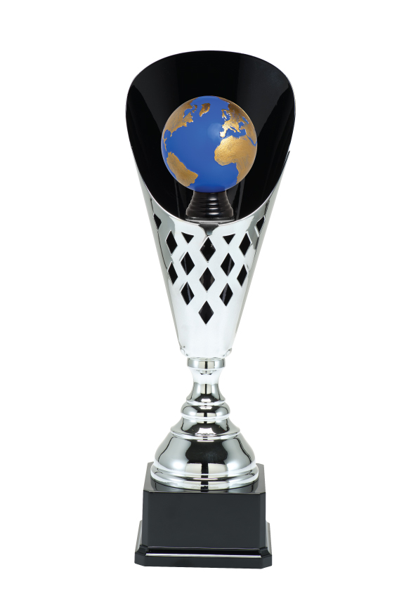 Silverpokal Tellus Trophies  - 3 olika storlekar - Inklusive skylt med text