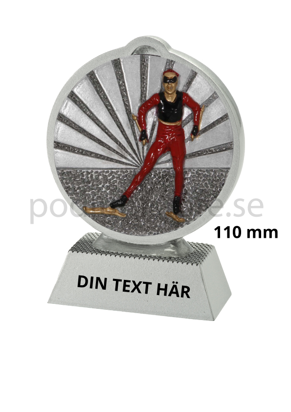 Längdskidåkning statyett Resin - 110 mm - Inklusive skylt med text