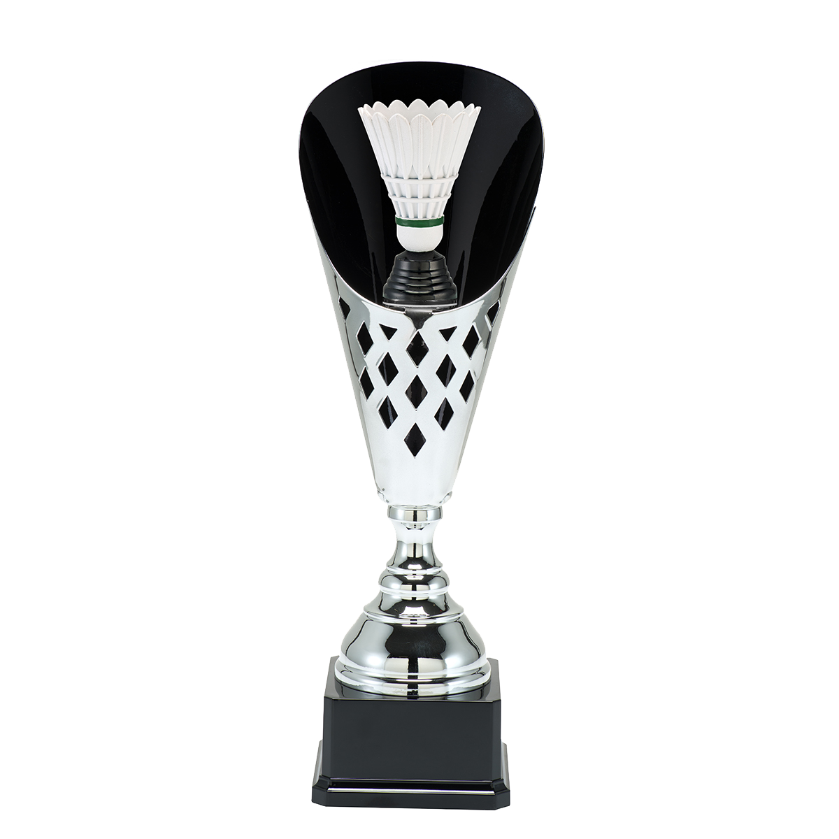 Silverpokal Badminton Trophies  - 400/455/505 mm - Inklusive skylt med text