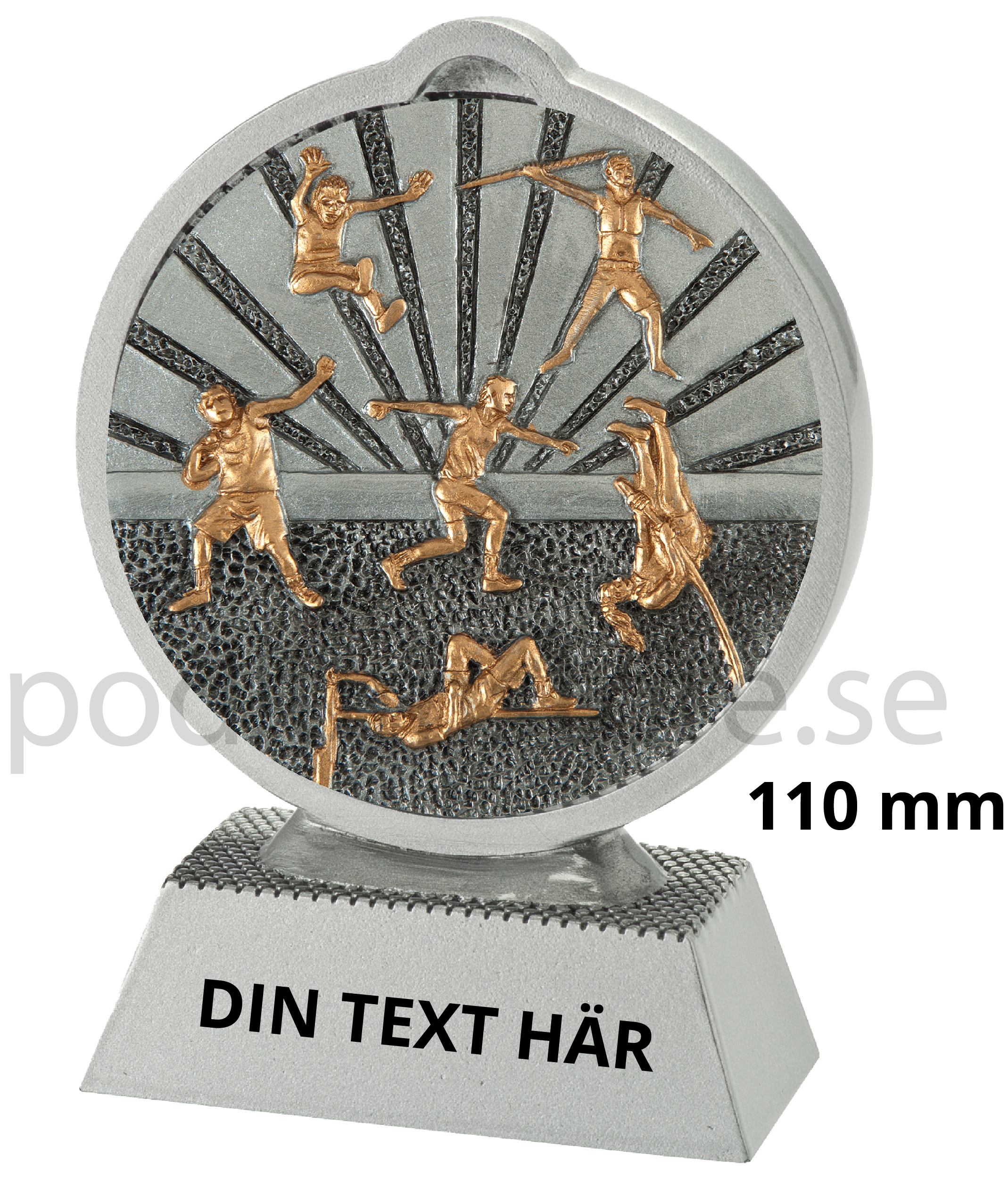 Friidrott statyett Resin - 110 mm - Inklusive skylt med text