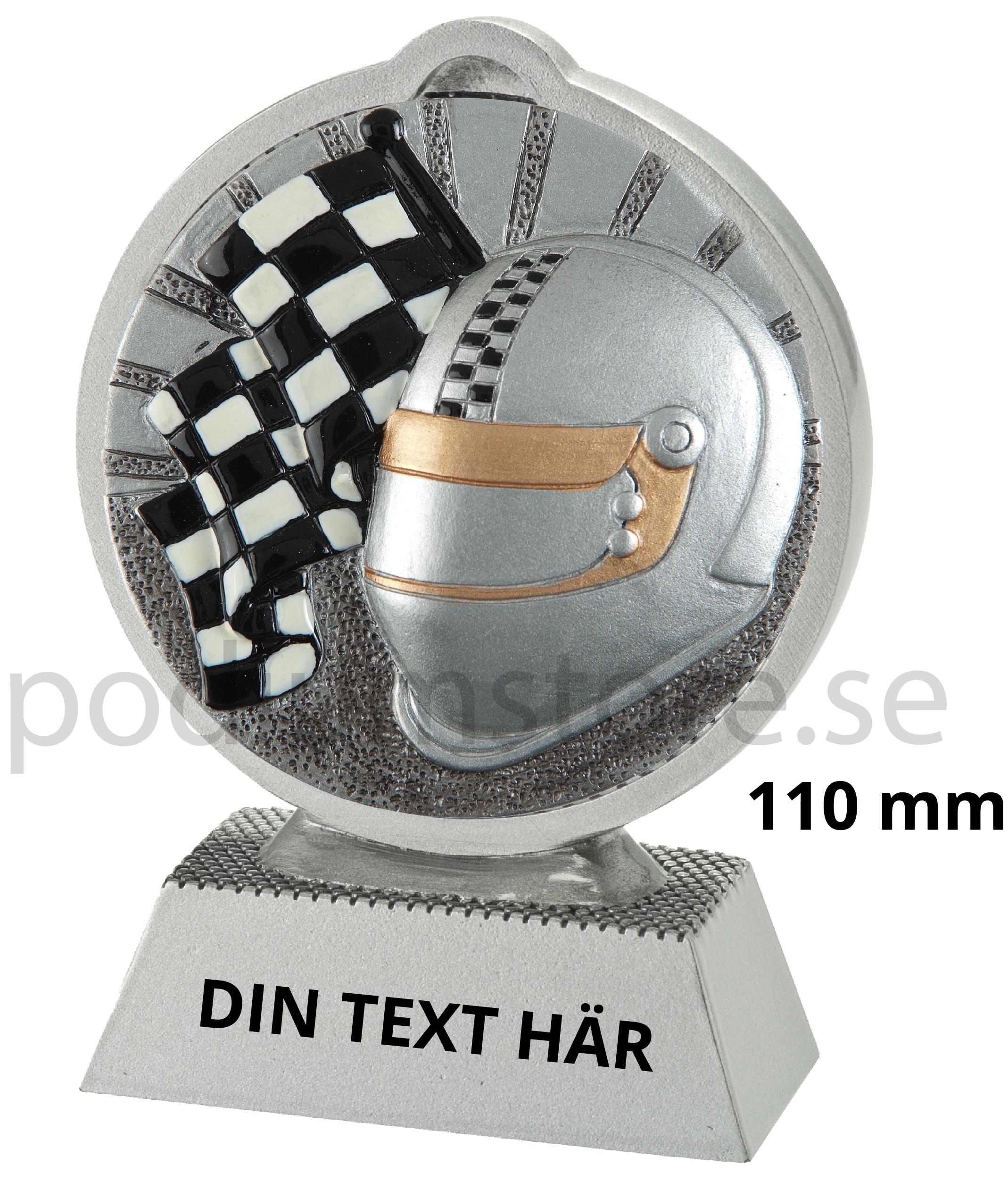 Motorsport statyett Resin - 110 mm - Inklusive skylt med text