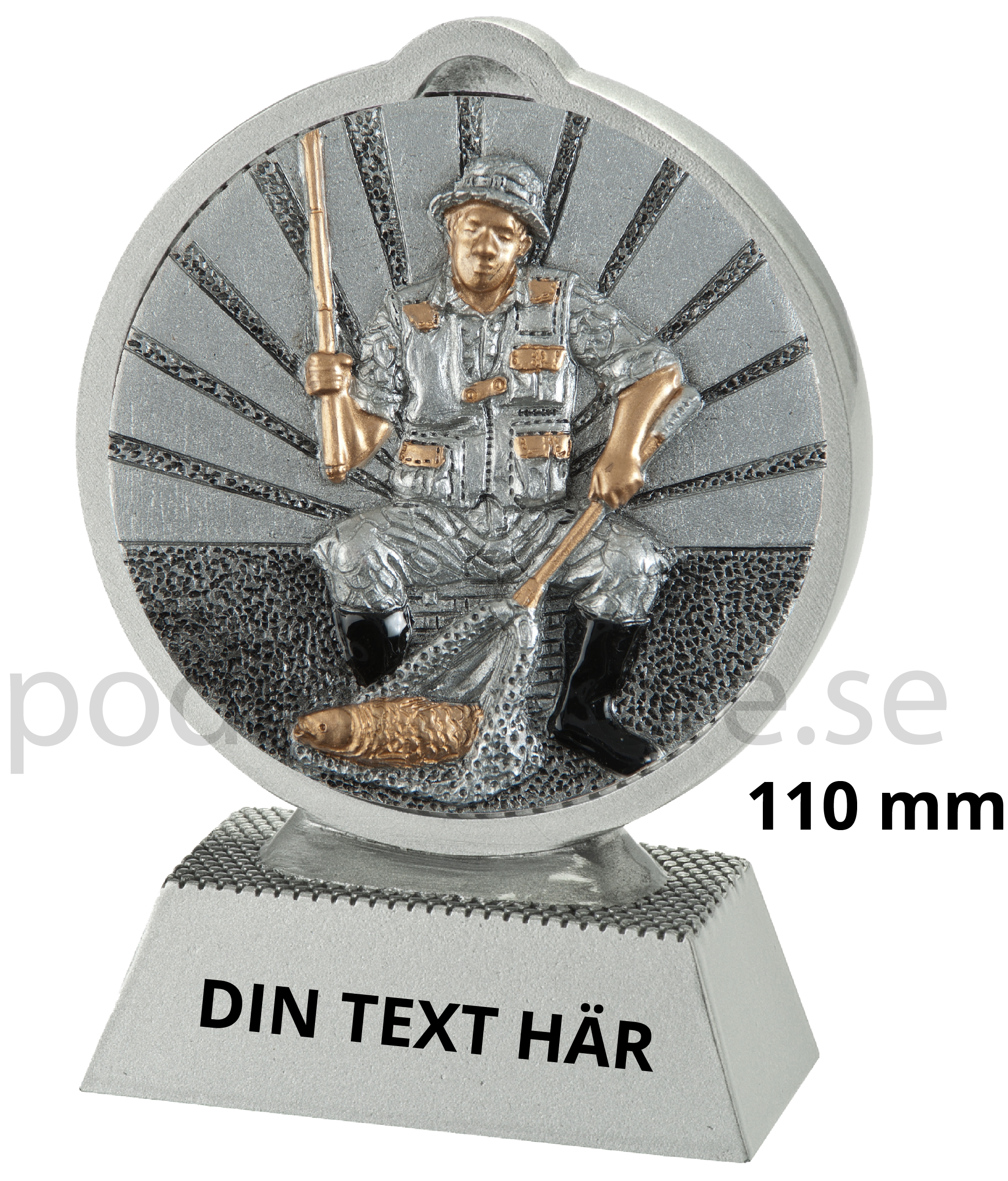 Fiske statyett Resin - 110 mm - Inklusive skylt med text
