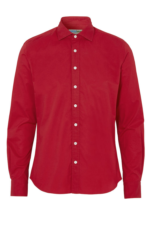 Bomullsskjorta Slim Fit- Herr - Cottover - Fairtrade, EKO & GOTS - Röd - 2