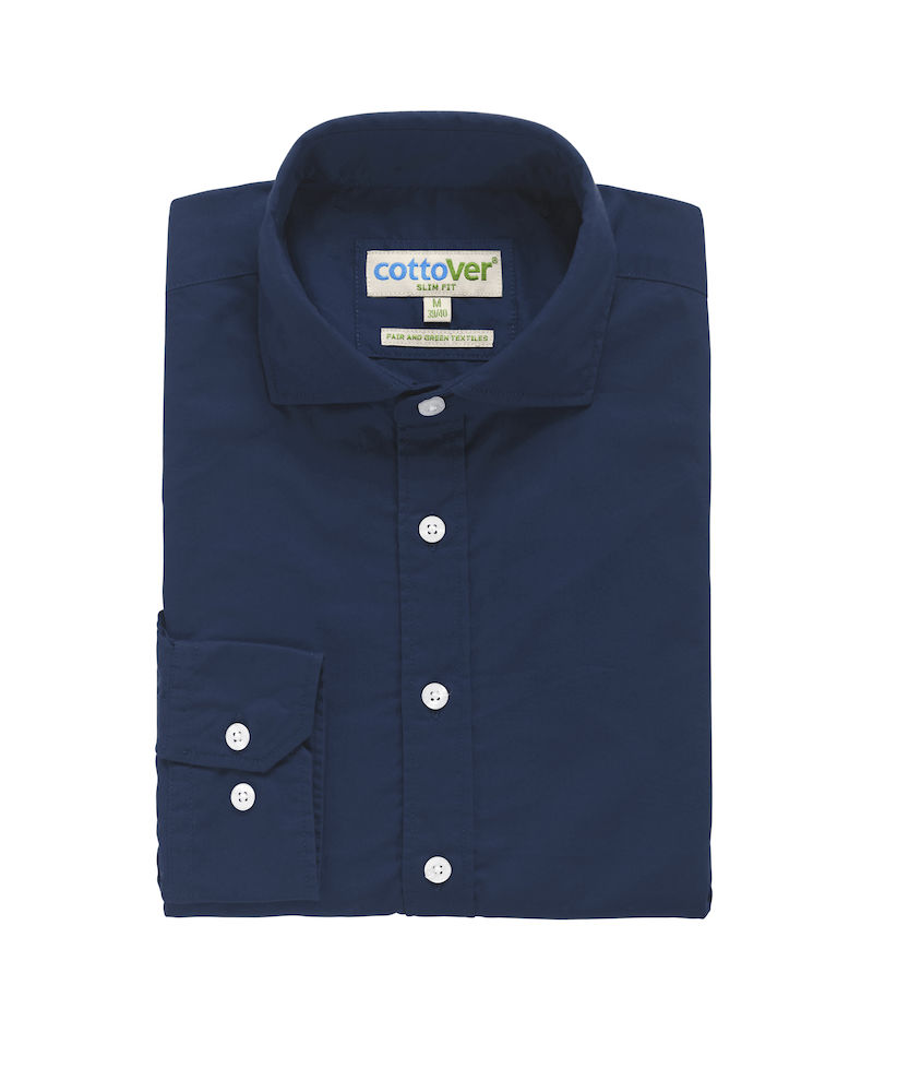 Bomullsskjorta Slim Fit- Herr - Cottover - Fairtrade, EKO & GOTS - Navy - 3