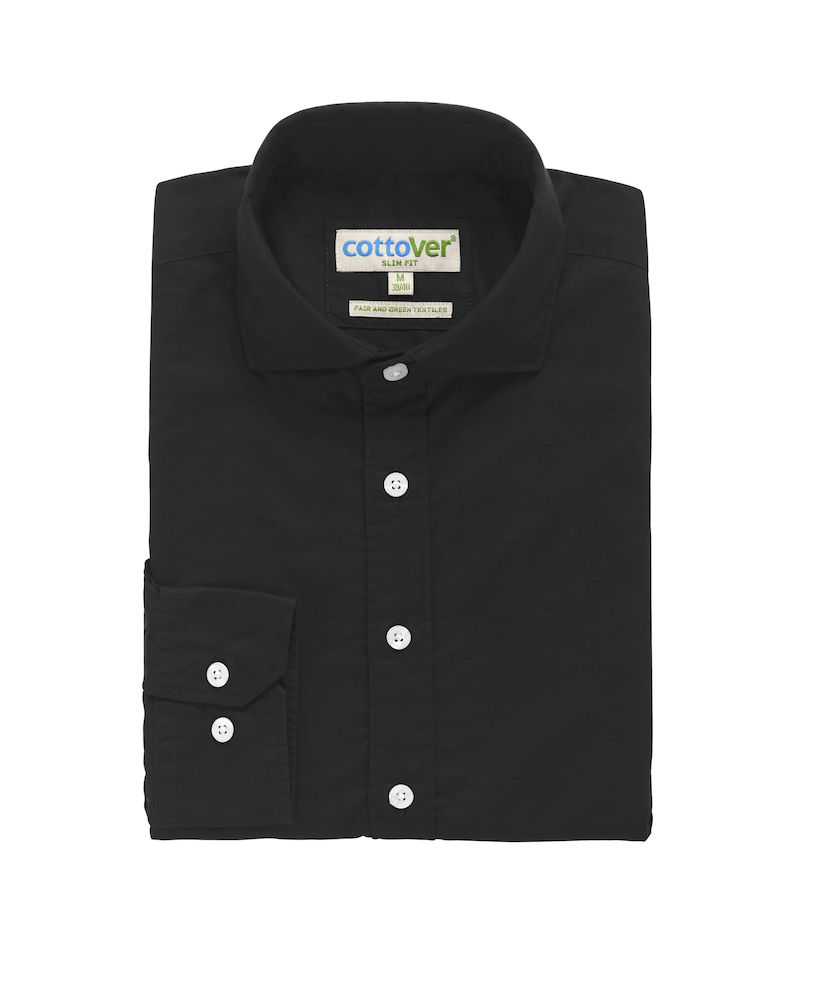 Bomullsskjorta Slim Fit- Herr - Cottover - Fairtrade, EKO & GOTS - Svart - 3