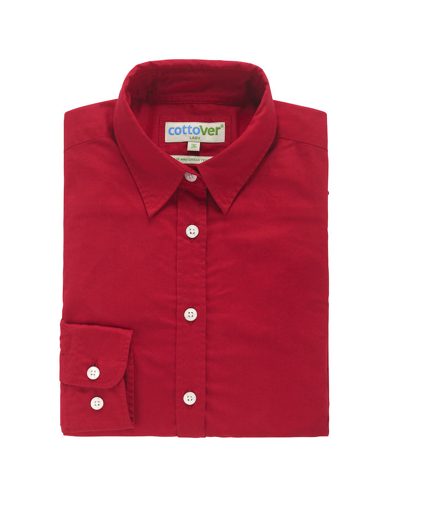 Bomullsskjorta - Dam - Cottover - Fairtrade, EKO & GOTS - Röd - 2