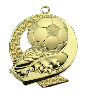Medaljer 43x50 mm präglade - Fotboll - Guld, Silver och Brons