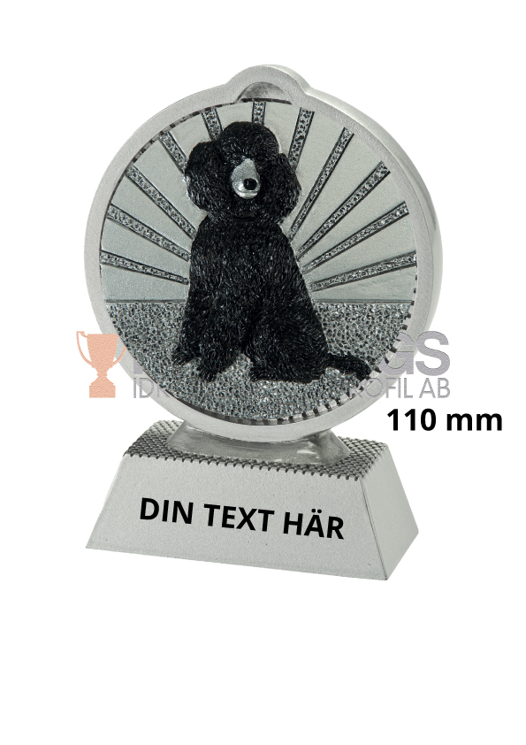 Pudel statyett Resin - 110 mm - Inklusive skylt med text