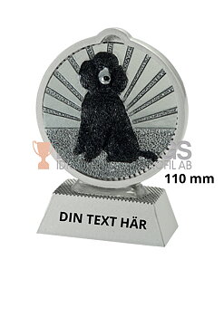 Pudel statyett Resin - 110 mm - Inklusive skylt med text