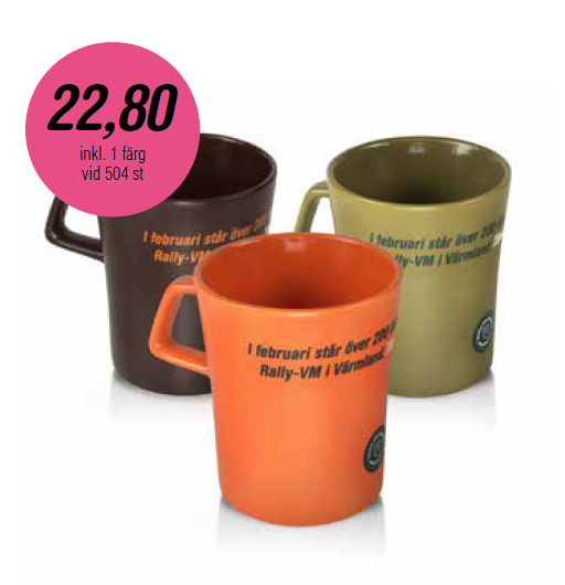 Stengodsmugg Forest 30 cl - 3 olika muggfärger - Inklusive 1-färgstryck - Stafflade priser