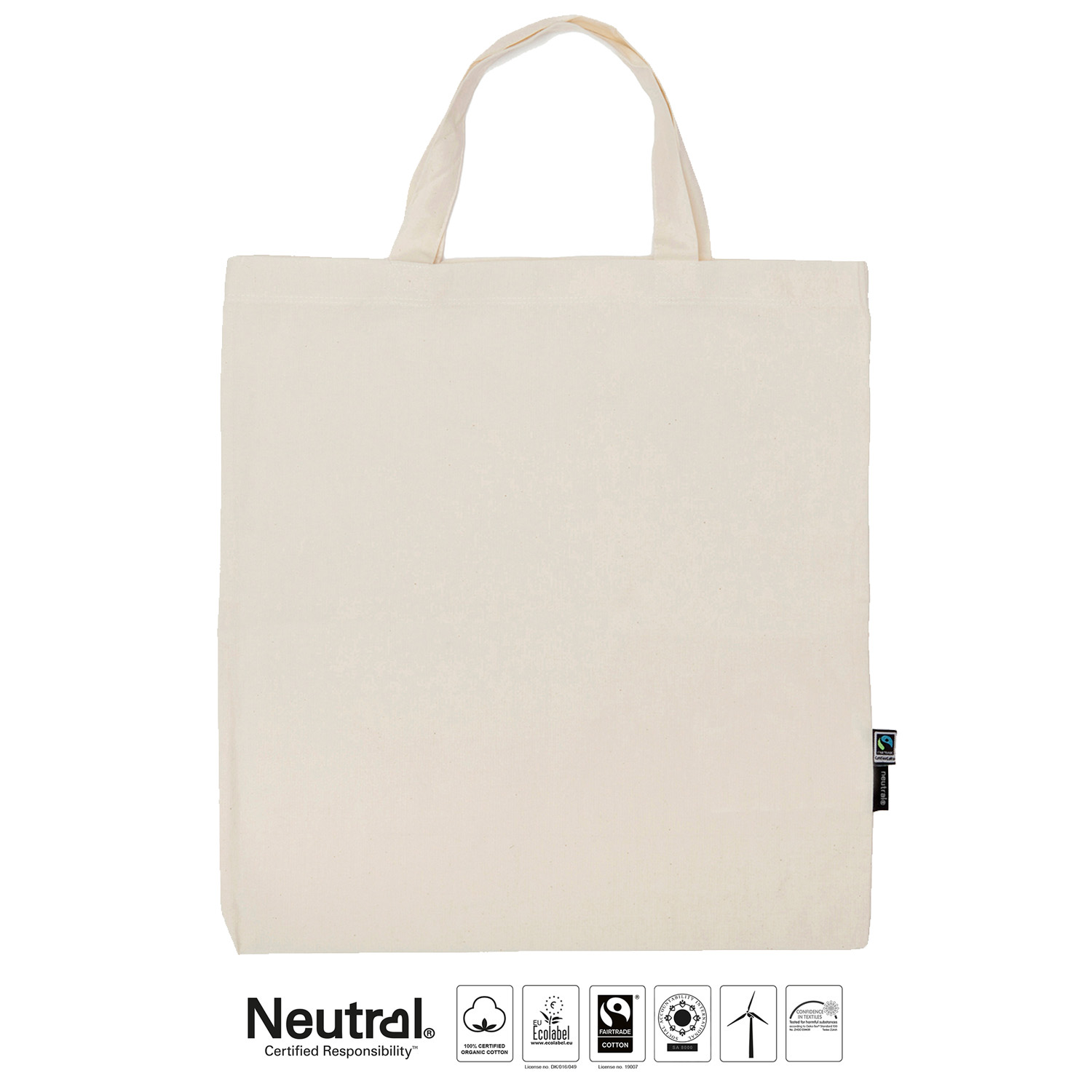 Tygkasse - Korta handtag - Neutral - Fairtrade & EKO GOTS - Natur - 2