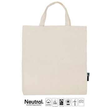 Tygkasse - Korta handtag - Neutral - Fairtrade & EKO GOTS - Natur