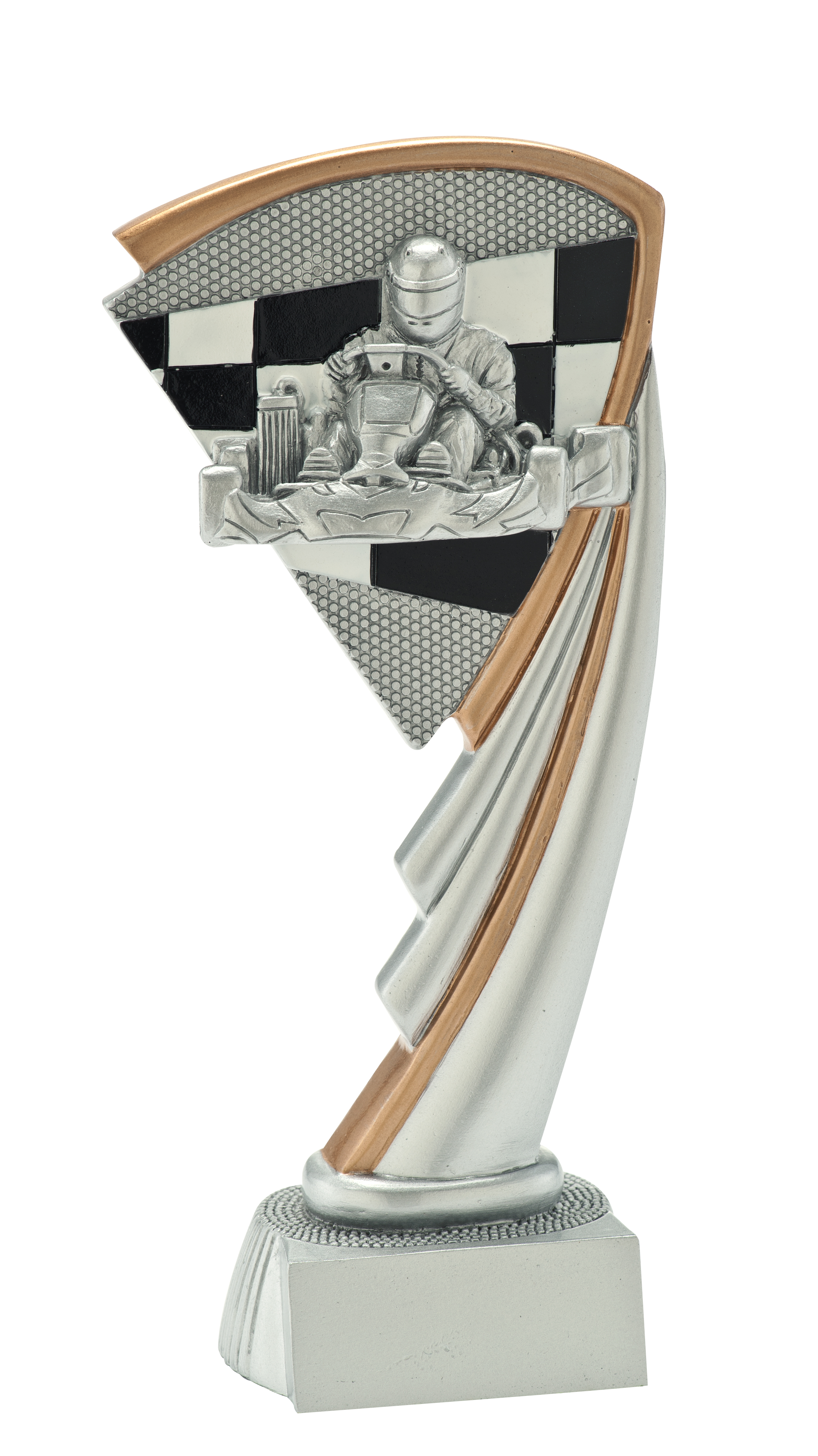 Statyett Gokart, Guld, Silver och Brons i Resin - 3 olika valörer - Inklusive skylt med text - 4