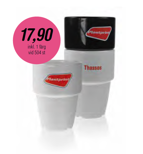 Stengodsmugg Thassos 23 cl- 2 olika muggfärger - Inklusive 1-färgstryck - Stafflade priser