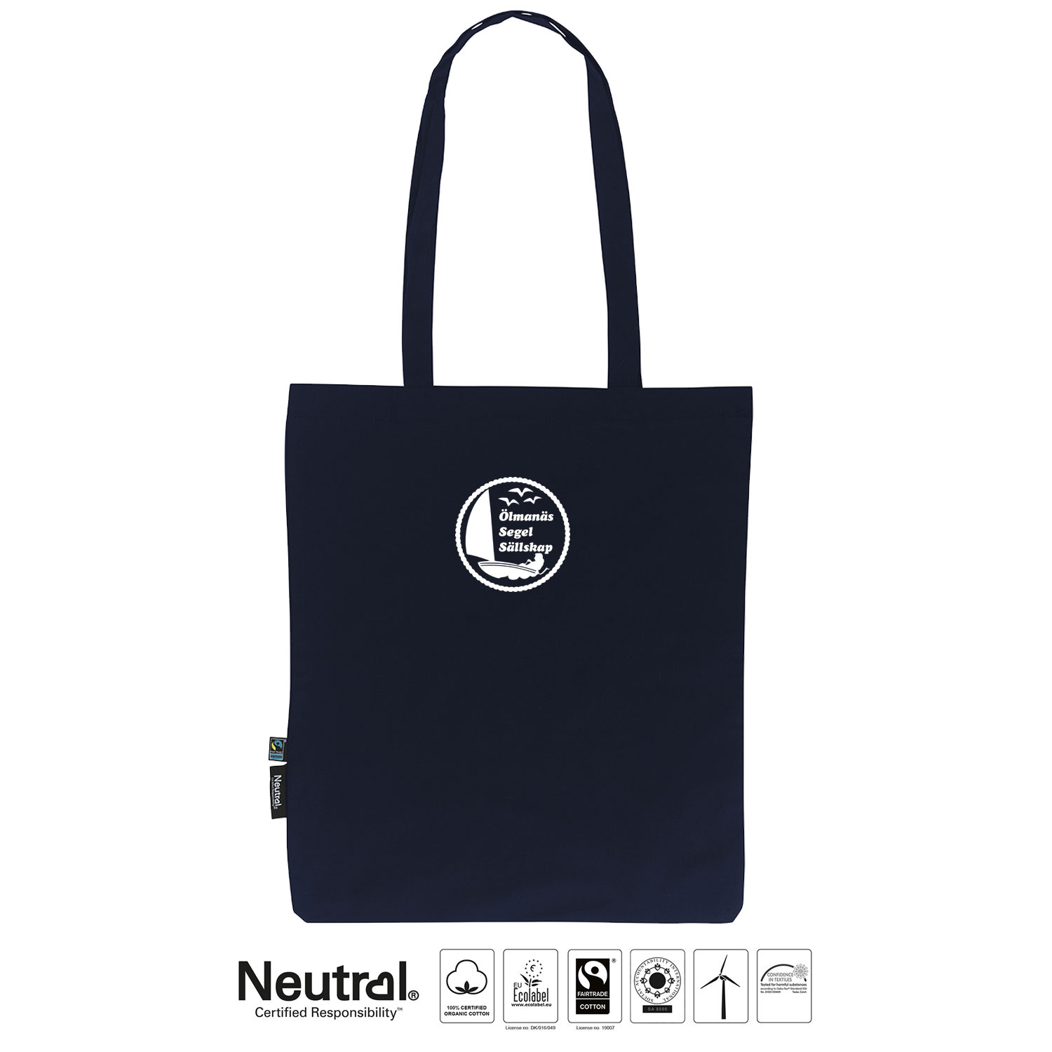 Shopping Bag with Long Handles ÖSS, Navy, Neutral, Fairtrade & EKO