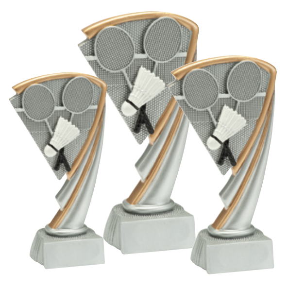 Statyett Badminton i Resin - 145/170/195 mm - Inklusive skylt med text