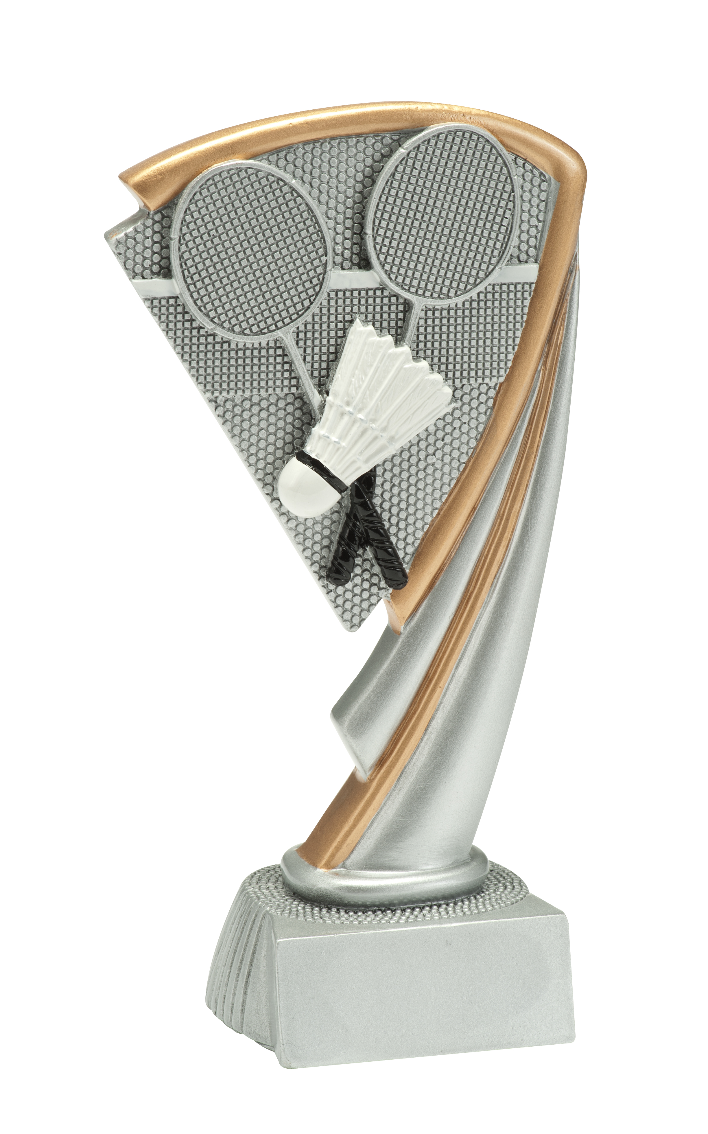 Statyett Badminton i Resin - 145/170/195 mm - Inklusive skylt med text - 2