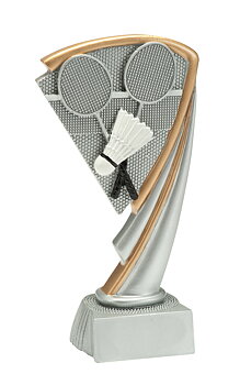 Statyett Badminton i Resin - 145/170/195 mm - Inklusive skylt med text