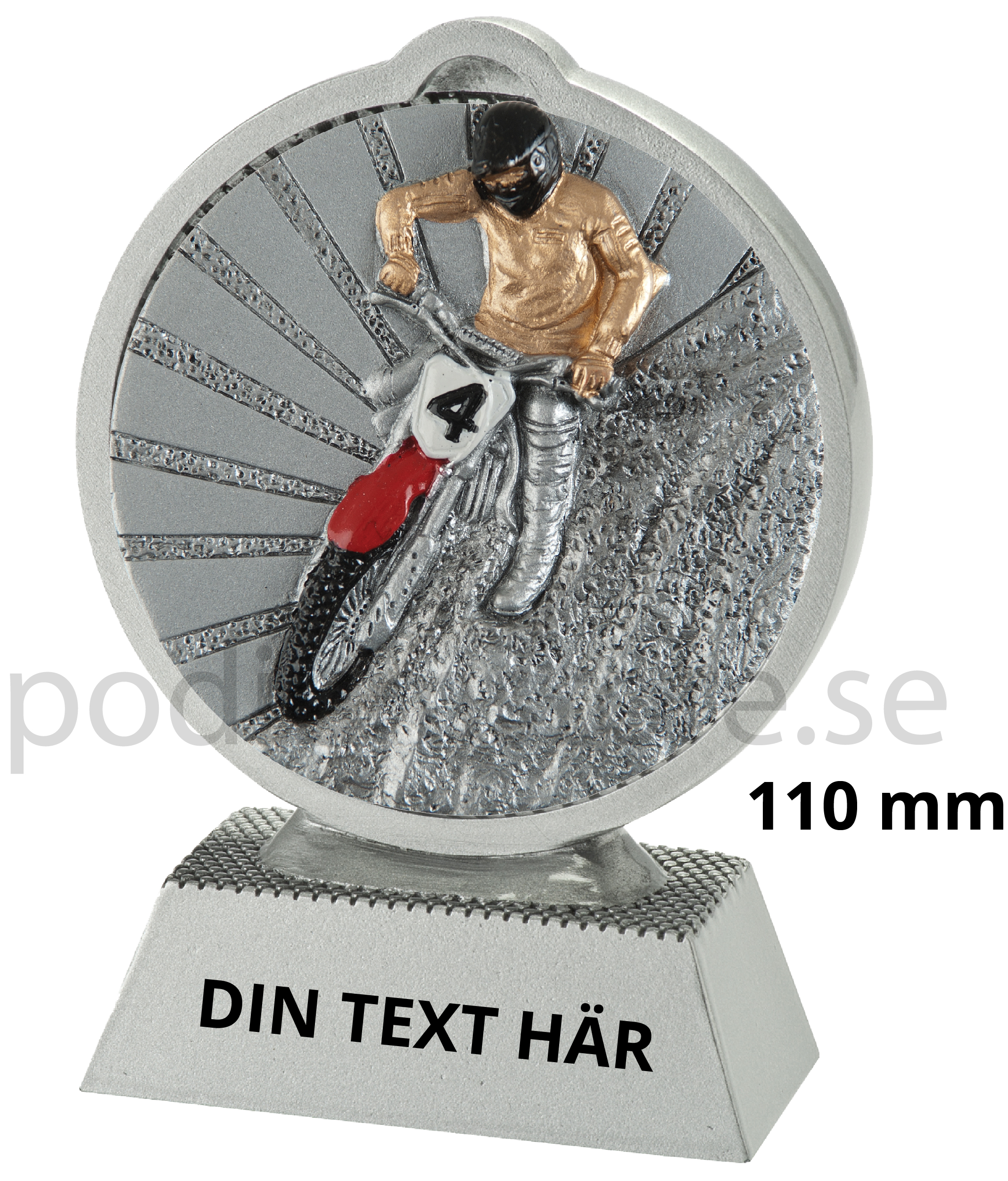 Motocross statyett Resin - 110 mm - Inklusive skylt med text