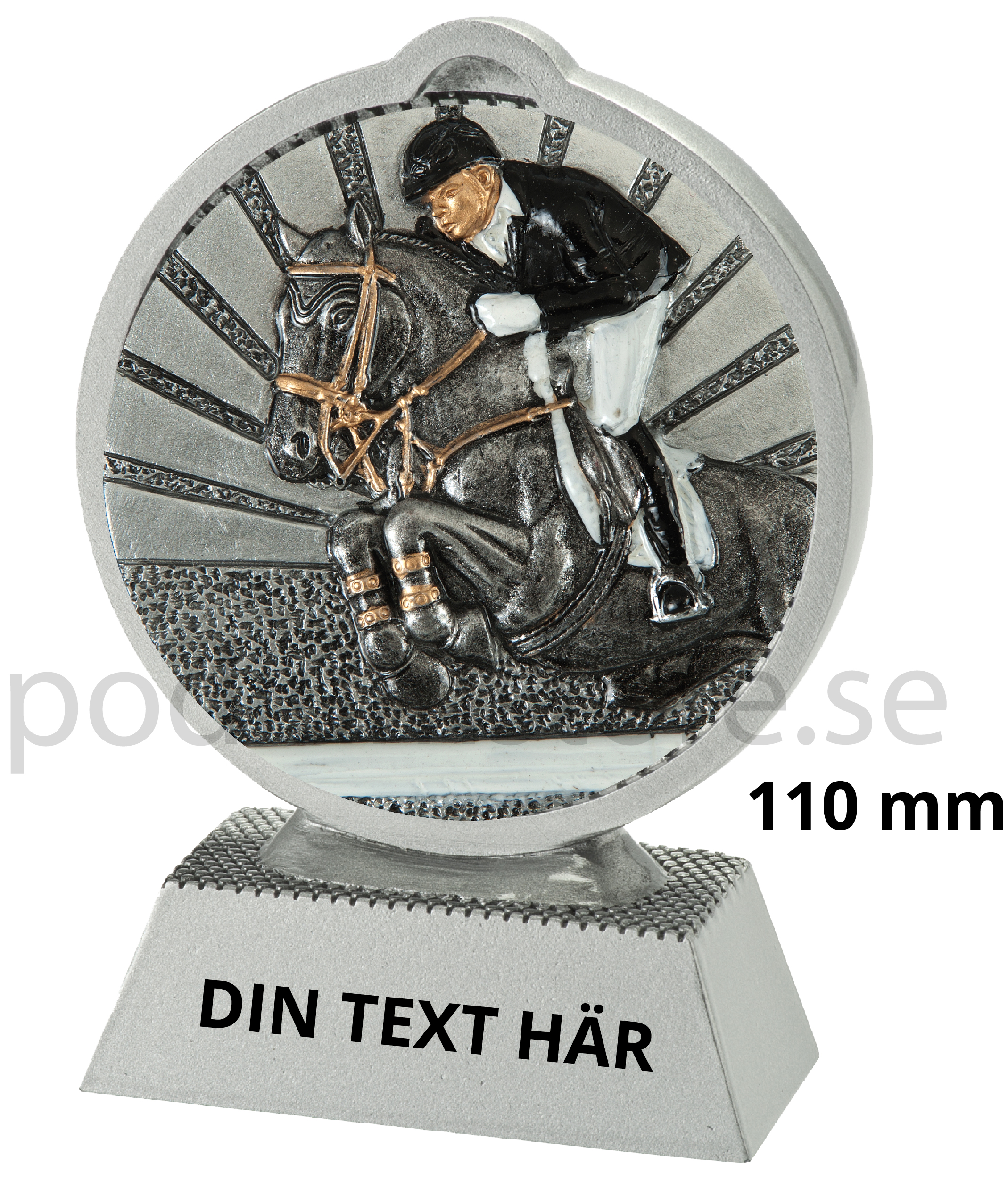Hästhoppning statyett Resin - 110 mm - Inklusive skylt med text