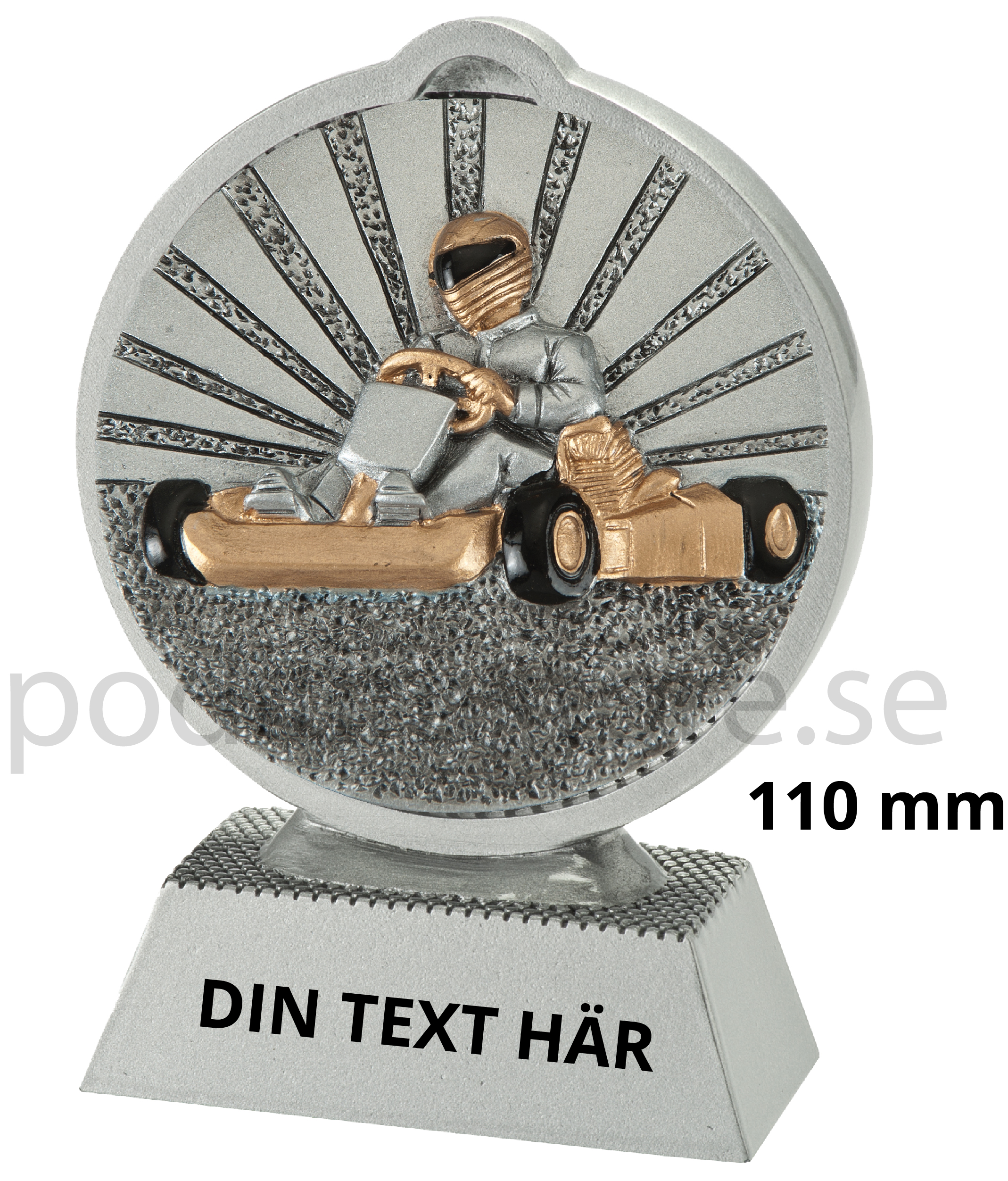 Gokart statyett Resin - 110 mm - Inklusive skylt med text