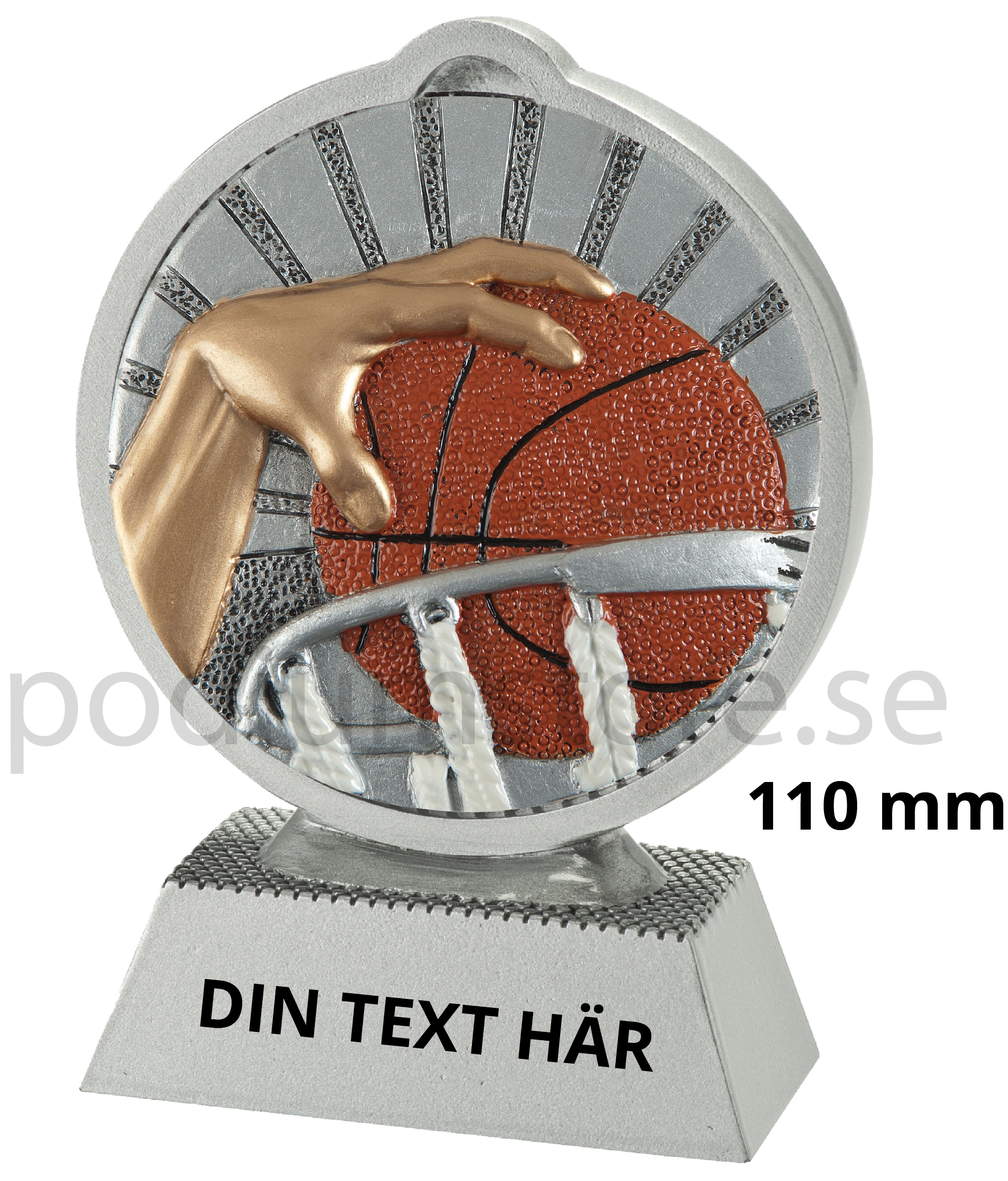 Basketstatyett Resin - 110 mm - Inklusive skylt med text