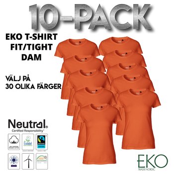 10-pack Fit T-shirt - Dam - Neutral - Fairtrade & EKO, GOTS - Välj på 30 färger