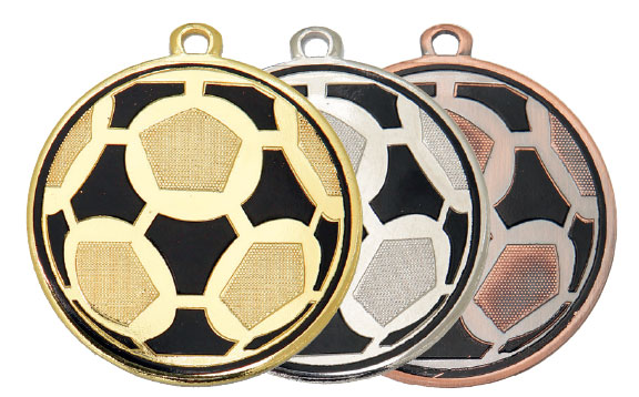 Medaljer 50 mm Präglad/Färgad - Fotboll - Guld, Silver, Brons - 2