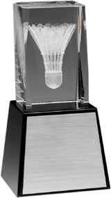 Badminton i 3D glas - 80/100/120/145 mm - Inklusive skylt med text - 3