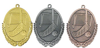 Medaljer Präglade ovala 50x30 mm - Innebandy - Pris inklusive valfri text på baksidan