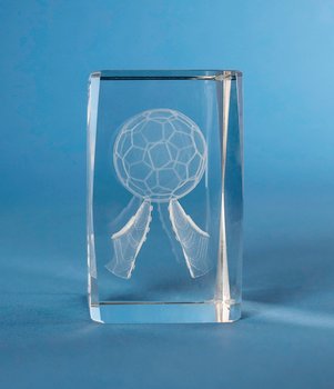 Fotboll Neutral i 3D glas - 4 olika storlekar - Pris inklusive skylt med text