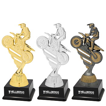 Motocross statyett Guld/Silver/Antik - Inklusive sockel & skylt med text - 3 olika storlekar