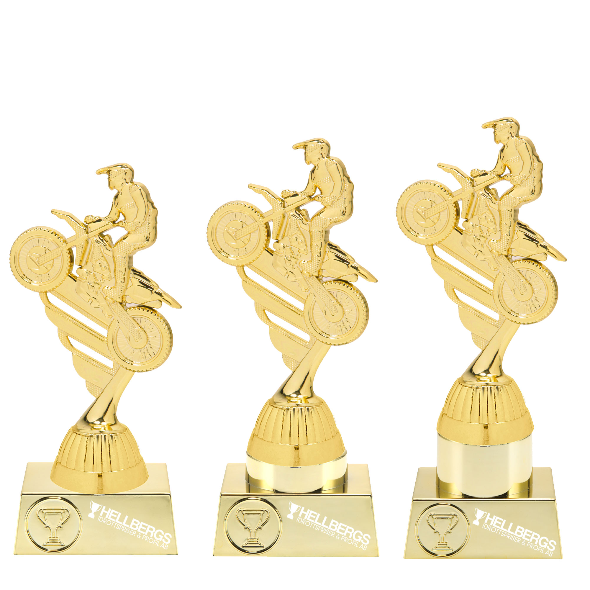Motocross statyett Guld/Silver/Antik - Inklusive sockel & skylt med text - 3 olika storlekar