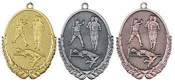 Medaljer 50x30 mm ovala präglade - Friidrott - Guld, Silver och Brons